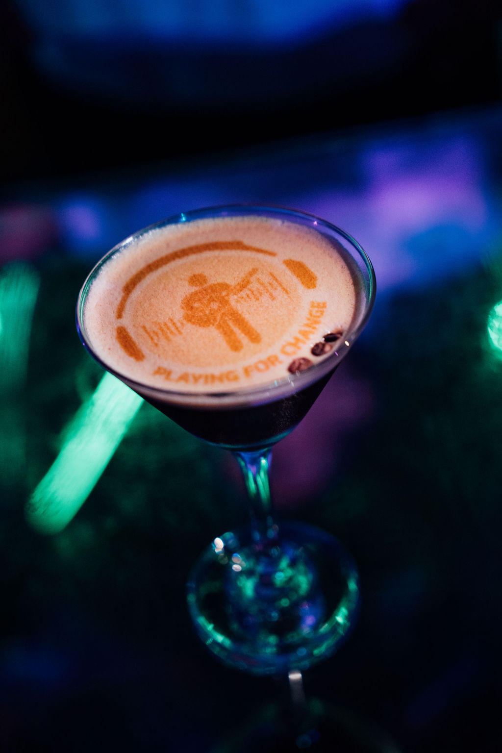 Luxury event catering Miami – Branded espresso martini at Playing For Change Gala
