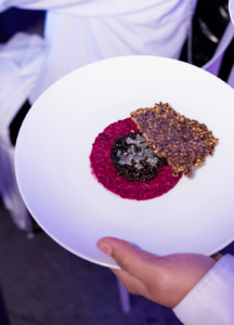 Tuna Tartare with Shiso and Crispy Shallots by Chef Dominique Crenn at Snow Beach Miami celebrity chef activation.